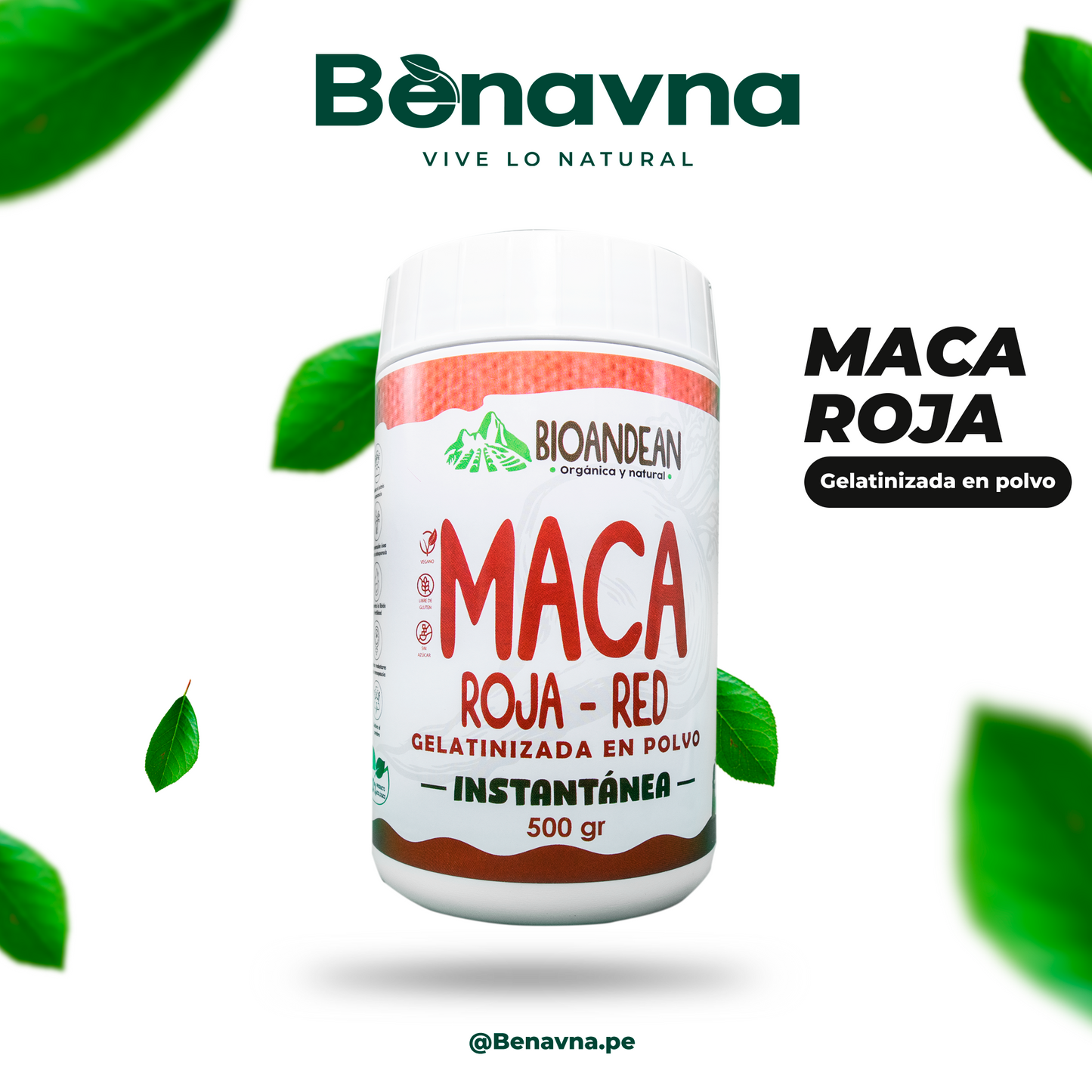 Maca Roja Gelatinizada en Polvo 500Gr - Bioandean